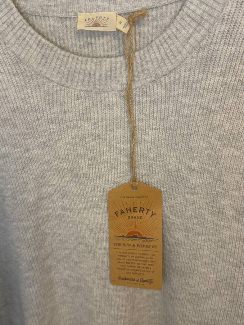 NWT Faherty Jackson Crewneck Sweater M Ice Grey Heather Organic Cotton Women's - Picture 6 of 12